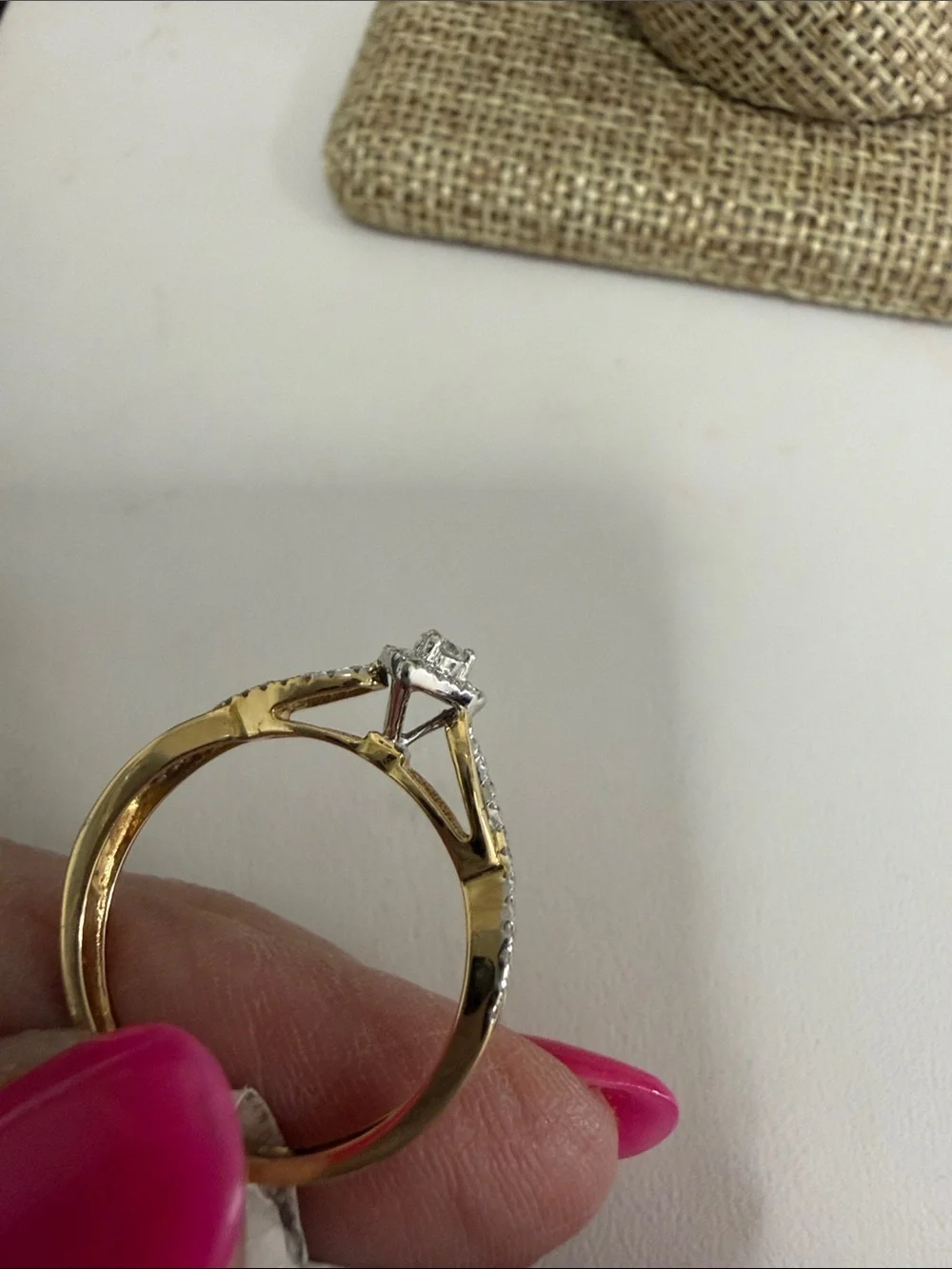 14 K Gold  Heart Halo Diamond Ring - Women's Jewelry size 7